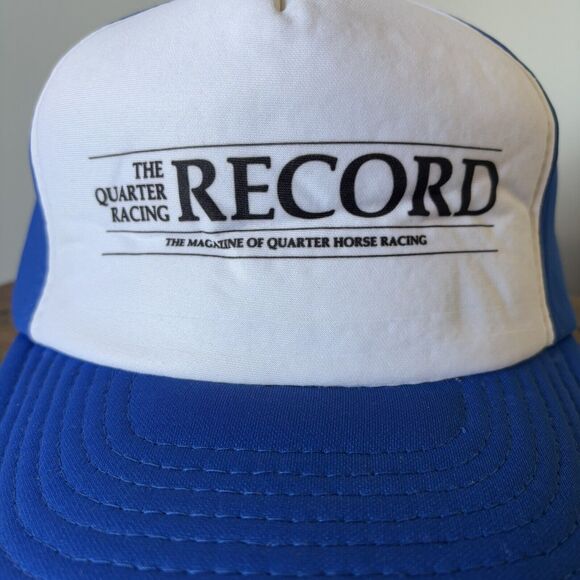Vintage 80s Trucker Hat Record Quarter Horse Racing Magazine Foam Snapback New - Picture 10 of 15